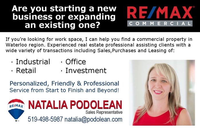 Natalia Podolean, Sales Representative, RE/MAX Real Estate Centre INC Brokerage